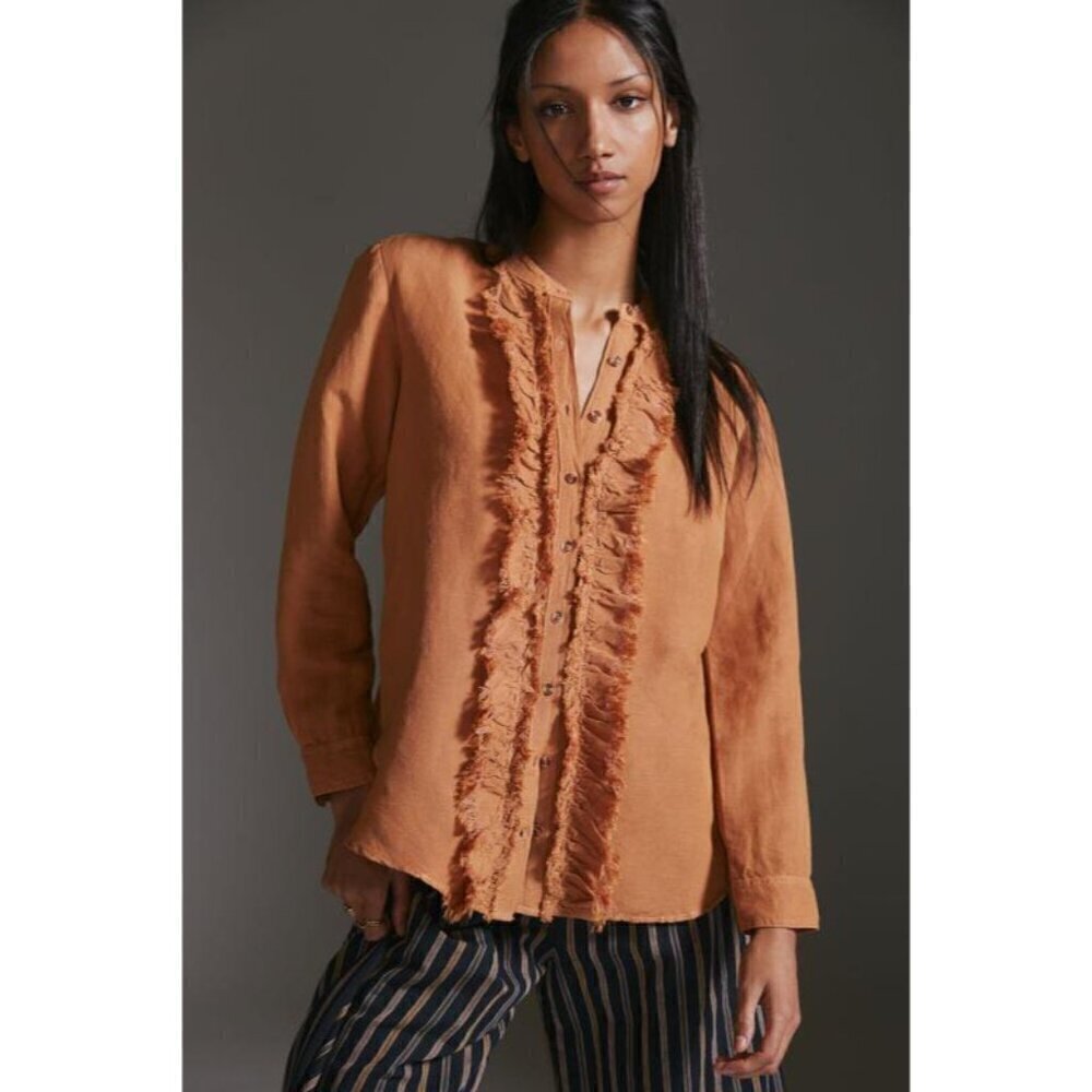 Pilcro Size Medium Top Blouse Button Down Boho Fringe Anthropologie